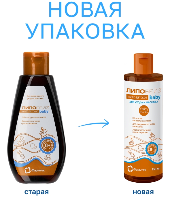 ЛИПОБЕЙЗ baby Масло детское для ухода и массажа | Активные ингредиенты